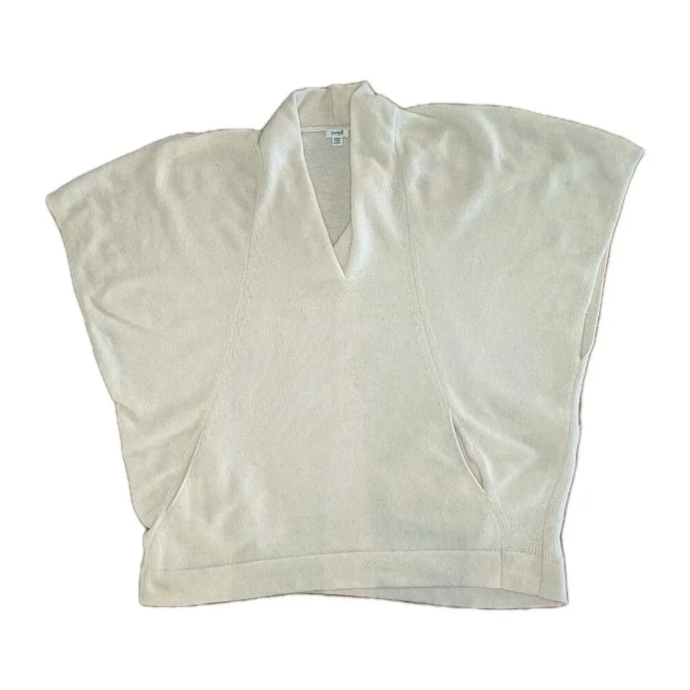 PureJill Wool Blend Sweater Women's L XL Ivory Oversized Lagenlook Cozy Poncho